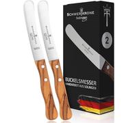 Schwertkrone Set de Cuisine: 2 Couteaux en Bois d'Olivier, Lames Inox 11cm - Durabilité & Style, Fait à Solingen