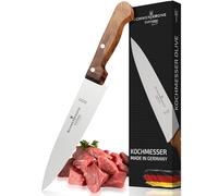 Schwertkrone Solingen Couteau de Chef 20cm - Précision & Beauté, Acier Inox & Manche Bois d'Olivier pour Cuisine Exigeante