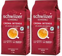 Schwiizer Schüümli Intenso - grains Arabica/Robusta, pour machines automatiques, intensité 4/5, torréfaction moyenne, Rainforest Alliance, 1 kg (Lot de 2)