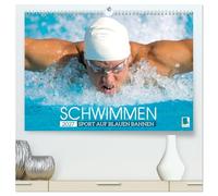 Schwimmen: Sport auf blauen Bahnen (hochwertiger Premium Wandkalender 2027 DIN A2 quer), Kunstdruck in Hochglanz: Das Wasser ist klar, die Bahnen sind frei: Wettkampf im Hallenbad