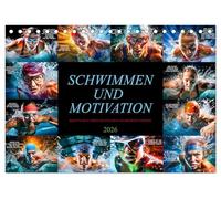 Schwimmen und Motivation (Tischkalender 2026 DIN A5 quer), CALVENDO Monatskalender: Lassen Sie sich von den Sprüchen und der entschlossenen Haltung der Athleten faszinieren.