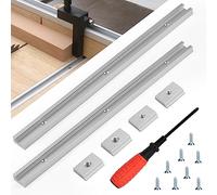 SCHYIDA 2PCS 400mm T-Slot T-Track Rails en T en Alliage d'aluminium Fente de Montage de Gabarit Rail en T avec 2 Curseurs M6, 2 Curseurs M8, 8 Vis Auto-adhésives et Tournevis pour le Travail du Bois