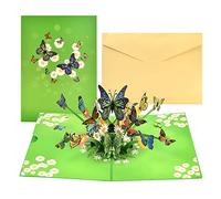 SCHYIDA 3D Pop Up Carte de Vœux Papillon Fleur, 14x19cm Carte Pop-Up Papillon Coloré Carte de Vœux avec Enveloppe pour Fille, Anniversaire, Fête des Mères, Mariage