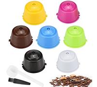 SCHYIDA 7 PCS Dosettes de café réutilisables, Filtres à Café Non Jetables, capsule de café rechargeable, Sans BPA, Compatibles avec Machines Nescafe Dolce Gusto, avec cuillère et brosse