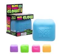 Schylling NeeDoh Nice Cube Glow - Jouet sensoriel avec un écrasement super solide - Brille dans le noir et revient toujours à sa forme carrée - À partir de 3 ans - La couleur peut varier ; un cube par