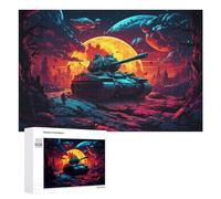 Sci-Fi Battlefield Scene with Tank Puzzle 1000 pièces pour adultes, jouets de bricolage, analyse et logique, 1000 pièces