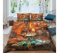 Sci-fi control room Ensemble De Literie résistante 3 Pièces 3D Effet Léger Futuristic interior Linge de Lit avec Taie d'oreiller Facile d'entretien for Décoration de Chambre Double（200x200cm）