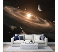 Sci-fi Espace papier peint panoramique, Planète Étoile Étoile lumineuse Papier peint photo, Pour salon, chambre à coucher, bureau, cuisine Papier Peint - 250 x 175 cm