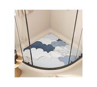 SciAza Tapis de Douche d'angle antidérapant Anti-moisissure Tapis de Bain luffa Tapis de Cabine de Douche pour Baignoire, Motifs géométriques Tapis de Bain lavables (A,21in(54cm))