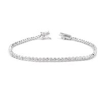SCICCHERIE Bracelet Homme Femme Tennis Argent 925 zircons Oignon de Tennis Coupe Rond Argent Massif Mesure 19,5 cm (1.5 millimètres)