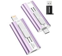 SCICNCE Clé USB double interface 256 Go, Plug & Play, aucune application nécessaire, stockage externe pour sauvegarde photos et vidéos, compatible avec iPhone, iPad, téléphone Android et PC, violet