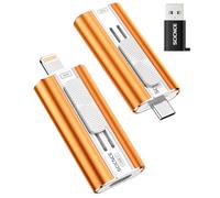SCICNCE Clé USB double interface 256 Go, Plug & Play, aucune application requise, stockage externe pour sauvegarde photos et vidéos, compatible avec iPhone, iPad, téléphone Android et PC, orange foncé