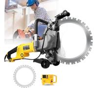 Scie à Béton à Anneau Moteur sans Balais Chasseur De Mur Machine De Découpe 2200r / Min Profondeur De Coupe Réglable Scie à Disque Humide Coupe-scie Comprend Une Pompe De, 2xblade