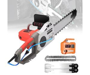 Scie à béton électrique à chaîne, 5800 W, scie diamantée portative avec système d'arrosage et d'aspiration des poussières, profondeur de coupe 35,5 cm(14 pouces)pour la construction et la rénovation