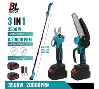 Scie à Chaîne 3 en 1 sans Fil avec Perche Télescopique - Taille-Haie & Ébrancheur Puissant - 3 Longueurs Réglables (1.08m à 2.01m)