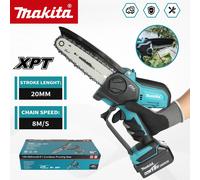 Scie à chaîne électrique Makita: 18 V, course 20 mm, vitesse 8,0 M/S, équipée d'un déflecteur anti-éclaboussures volant et de chaîne automatique 1Battery 1Charger