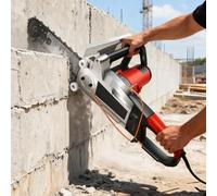 Scie à chaîne électrique pour béton, alimentation en eau humide, dépoussiérage, scie à béton portative sans balais, 13,8 po/18,9 po, pour couper des briques, des barres d'acier,du ciment 350mm