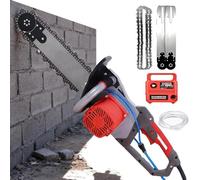 Scie à ChaîNe éLectrique Pour BéTon Avec Pompe à Eau, 2 ChaîNes Et 2 Guides-ChaîNes, Alimentation En Eau Pour Le DéPoussiéRage, Raineuse Murale Portative Pour Barres D'Acier Et Marbre 35cm/13.8in