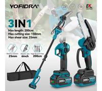 Scie à chaîne électrique sans fil YOFIDRA, télescopique, 3 en 1, pour branches hautes, outil de travail du bois et d'élagage, compatible avec les batteries Makita. 25MM 6inch Set-3