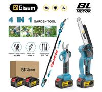 Scie à chaîne électrique télescopique sans balais Gisam 4 en 1, cisaille pour branches hautes, outil de jardinage électrique pour batteries Makita 18V 1 Battery