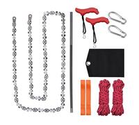 Scie à chaîne manuelle de 133 cm, scie à chaîne pour membre d'arbre haut avec 68 dents, pliante, cordes, sangle, crochet en S, mousqueton, aiguiseur, sac en tissu, tronçonneuse à main pour jardin et