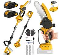 Scie à chaîne sans fil 2 en 1 de 6 pouces, scie à chaîne électrique télescopique, scie à branches hautes, outils de jardinage pour batterie Makita With 2XBattery