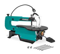 Scie à chantourner 120W - avec pédale - éclairage de travail LED - tuyau de soufflage de poussière flexible - 6 lames de scie incl.