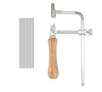 Scie à Chantourner Cadre en Acier et Scie à de 12 PièCes SéRies de DiamèTre 1 Mm, Coupe PréCise pour le Bois, le MéTal, le Plastique, Etc.