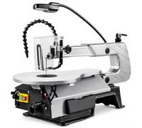 Scie à chantourner, vitesse variable 400-1600 tr/min avec table inclinable | Machine de découpe de bureau pour bois et PVC avec lampe de travail LED, souffleur à poussière et port d'aspiration pour une