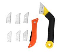 Scie à Coulis Coudé Professionnelle avec 7 Lames et Brosses de Nettoyage - Outil de Suppression Efficace des Joints de Carrelage pour Artisans et Bricoleurs