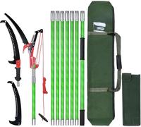 Scie à élaguer avec manche, 8 m, longueur réglable, kit d'outils de jardin, palmier, élagueuse, tige haute portée avec sac de transport, coupe propre et rapide pour les branches hautes (comprend des