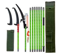 Scie à élaguer avec manche, 8 m, longueur réglable, kit d'outils de jardin, palmier, élagueuse, tige haute portée avec sac de transport, coupe propre et rapide pour les branches hautes (comprend des