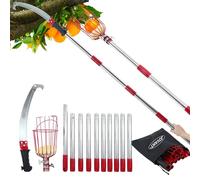 Scie à élaguer avec manche de 10 m, cueille-pommes avec manche télescopique, scie à main, outil de récolte 2 en 1, kit d'outils de jardinage avec scie à main, cueille-cerises, cueille-fruits