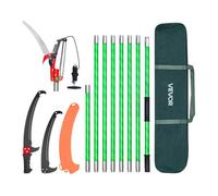 VEVOR Scie à Élaguer Extensible, 2,15-8,09 m, Scie sur Perche Manuelle, Lame Acier Tranchante, avec Ciseaux, 8 Perches Fibre de Verre, Outil Élagage pour Tailler Branches Hautes, Palmiers, Arbustes