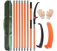 Scie à Élaguer Télescopique 8m,kit d'outils de jardina sécateur manuel avec Lame en Acier Tranchant,Sécateur à Palmier Perche à Grande Portée avec Sac de Transport pour élagage et entretien des arbres