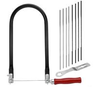 Scie à main avec support en U de 260 mm avec 8 lames de scie remplaçables pour sculpter du bois, du plastique, du métal - Lames réglables et poignée en bois confortable
