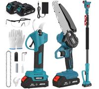 Scie à main sans fil 3 en 1 à tige haute, sécateur électrique avec tige télescopique de 2 m, ouverture de ciseaux de 2,5 cm, batterie et chargeur, outils de ciseaux de jardin électriques sans fil