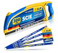 Scie a Métaux et Bois avec 4 Lames Made in germany. Scie à main Archet pour Bois et Metal. lames bi-métal molybdène 18/24 TPI
