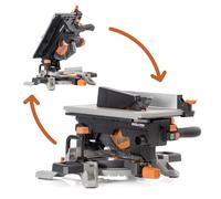 Evolution Power Tools R210MTS-G2 Scie à onglet/scie de table convertible, coupe multi-matériau, angle de biseau -47° & d'onglet +/- 45°, lame TCT incluse, bois, plastique, métal, 210mm