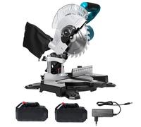 Scie à onglet oblique sans balais 8 pouces, scie à onglet composée, scie radiale sans fil, outil électrique à batterie au lithium pour batterie Makita 18V With 2XBattery