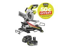 Scie à onglet radiale RYOBI 18V One+ R18MS216 - Batterie 4 0Ah et chargeur