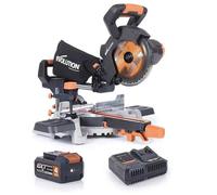 Evolution Power Tools Scie à onglet radiale R185SMS-Li Sans fil 18V 4Ah + chargeur rapide