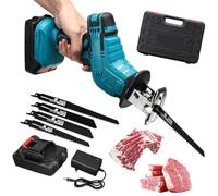 Scie à Os électrique, Scie à Viande Alternative sans Fil, Kit De Scie à Main Puissant, éclairage LED avec Boîte De Rangement, Moteur sans Balais, pour La Coupe du Bois Et du Métal, 36v