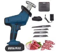 Scie à Os sans Fil, Scie Alternative sans Fil 21 V, Scie Sabre électrique à Vitesse Variable 0-3000 TR/Min, 4 Lames, pour La Coupe du Bois Et du Métal,A