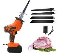 Scie à os sans fil - Scie alternative sans fil - Machine de découpe de boucher avec batterie rechargeable - Scie à main électrique - Coupe d'os, de viande, de bois, de métal, de PVC (taille : 2 piles)