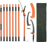 Scie à perche manuelle VEVOR, 2,2-8,2 m extensible, lame et ciseaux en acier tranchants, branches hautes, élagueuse avec 8 poignées légères en fibre de verre, pour élaguer les palmes et les arbustes