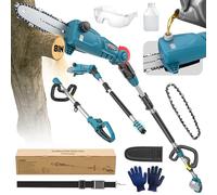 Scie à perche sans fil compatible avec batterie Makita, barre de rebond basse de 20,3 cm et chaîne, rallonge de 3 m, système de lubrification automatique, outil uniquement, batterie et chargeur non
