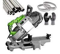 Scie à ruban 1100 W - Angle réglable de 45° pour coupe de métal, bois, tubes, tuyaux et barres d'armature