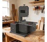 Scie à ruban d'établi à monter soi-même, avec table inclinable en métal (0-45°), profondeur de coupe max. 70 mm, profondeur de gorge 90 mm, pour le travail du bois, ensemble complet d'accessoires