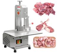 Scie à ruban électrique commerciale viande 750 W, à scier les os en acier inoxydable, épaisseur de coupe 0-13 cm, établi 47 x 32,5 cm, coupe-viande fro-Zen, avec 6 lames de scie